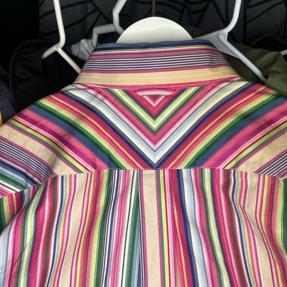 Tommy Hilfiger Vibrant Multicolor Striped Long Sleeve Button Shirt Small - Picture 6 of 6
